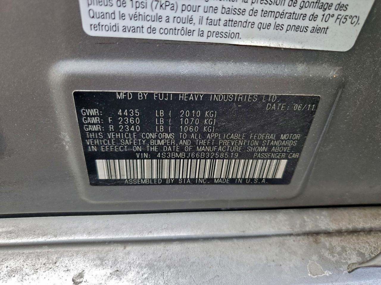 2011 SUBARU LEGACY 2.5I LIMITED photo 12