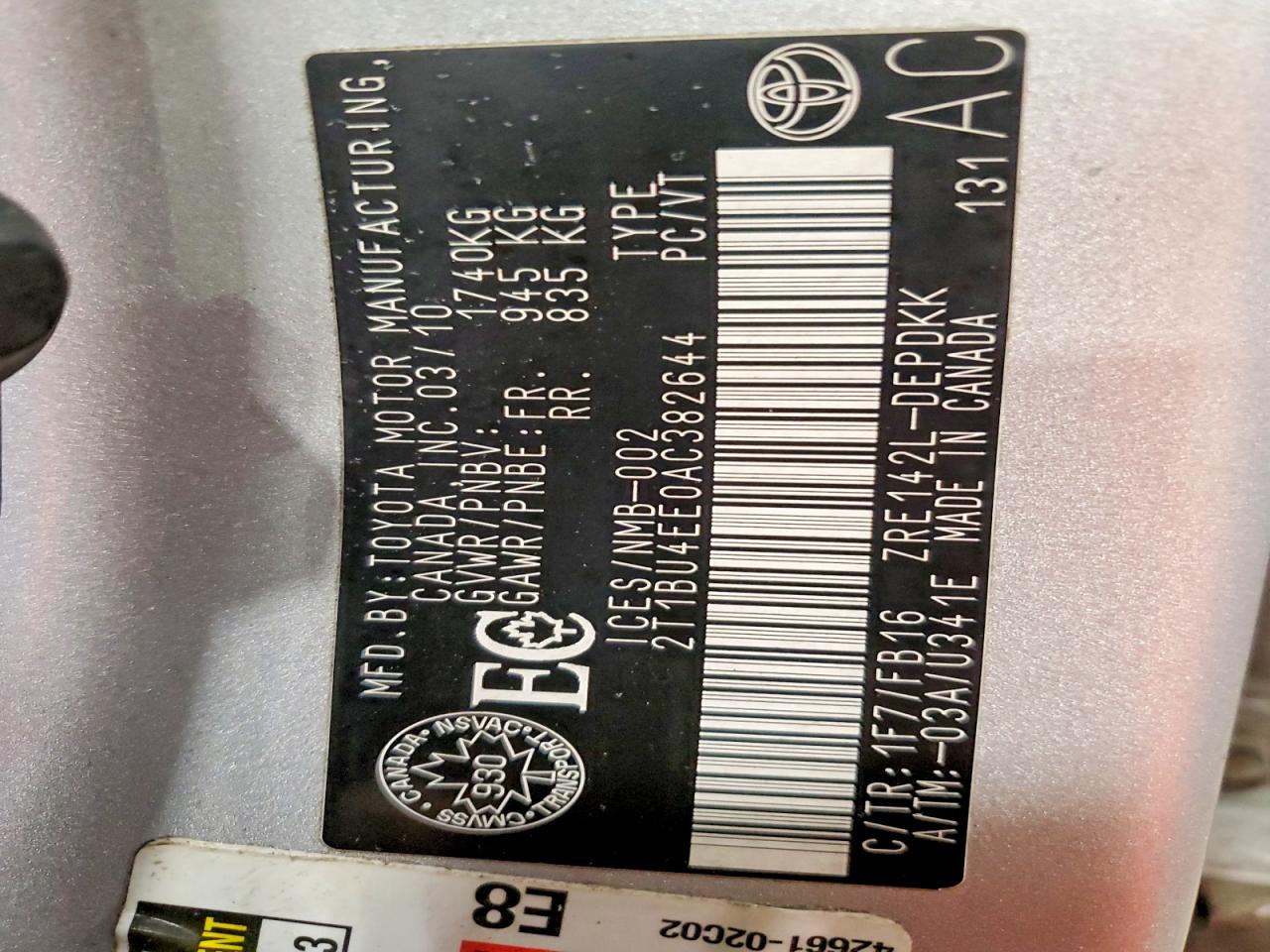 2010 TOYOTA COROLLA BASE photo 12