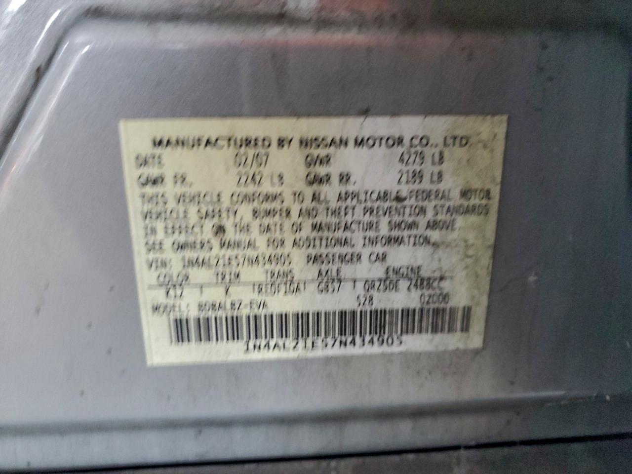 2007 NISSAN ALTIMA 2.5 photo 12