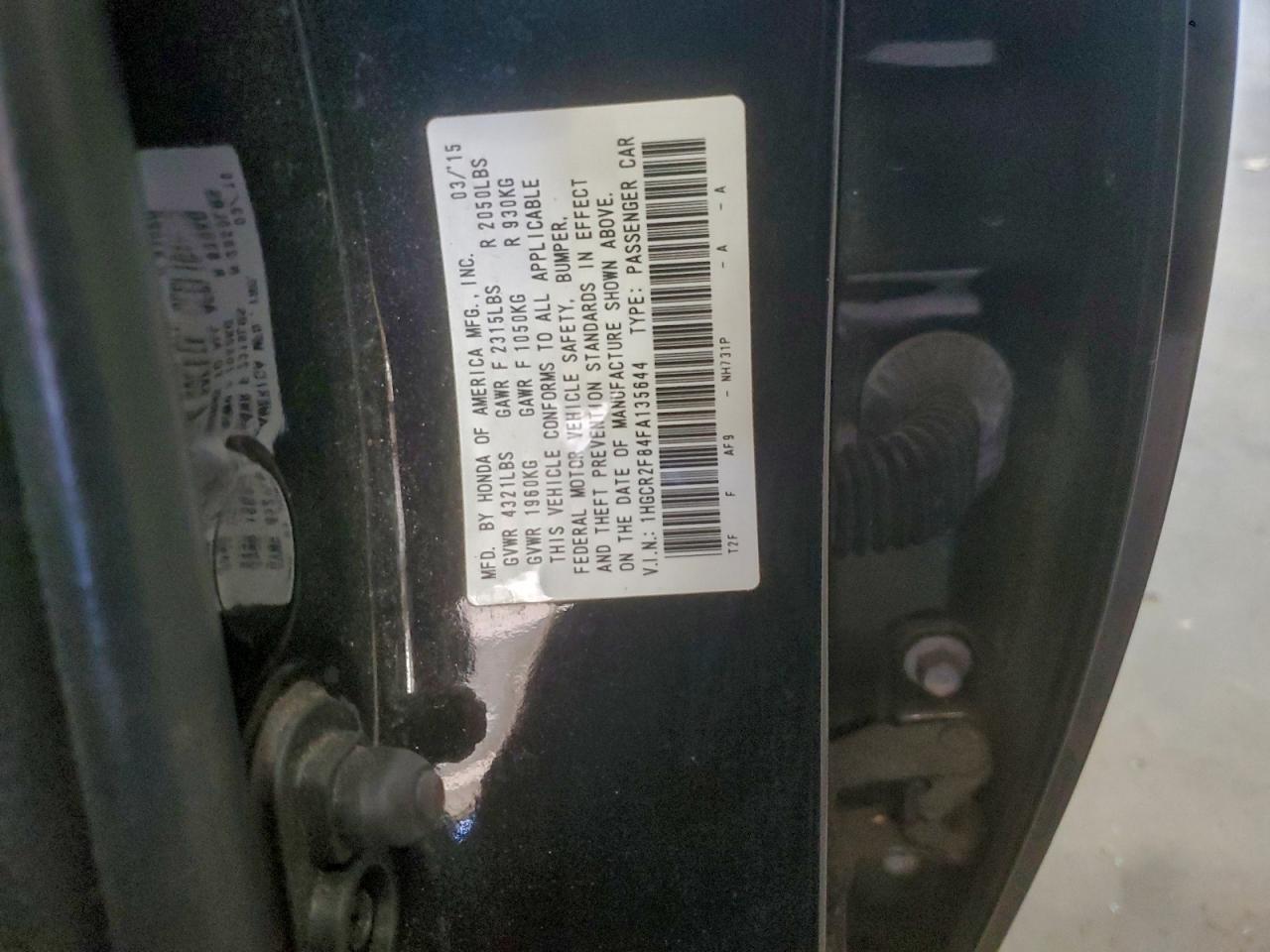 2015 HONDA ACCORD EXL photo 12