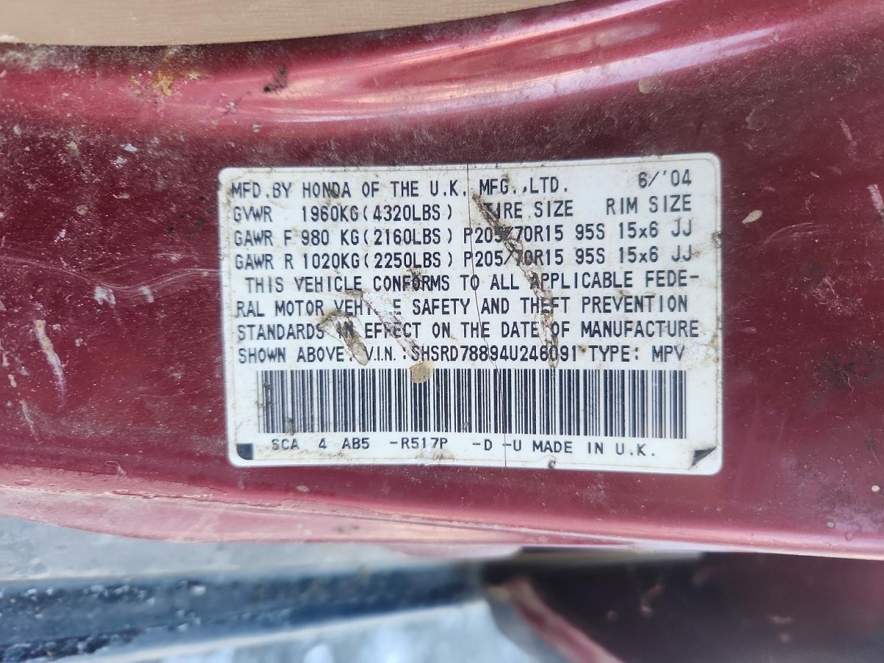 2004 HONDA CR-V photo 13