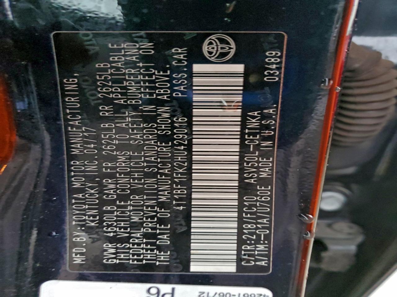2017 TOYOTA CAMRY LE photo 12