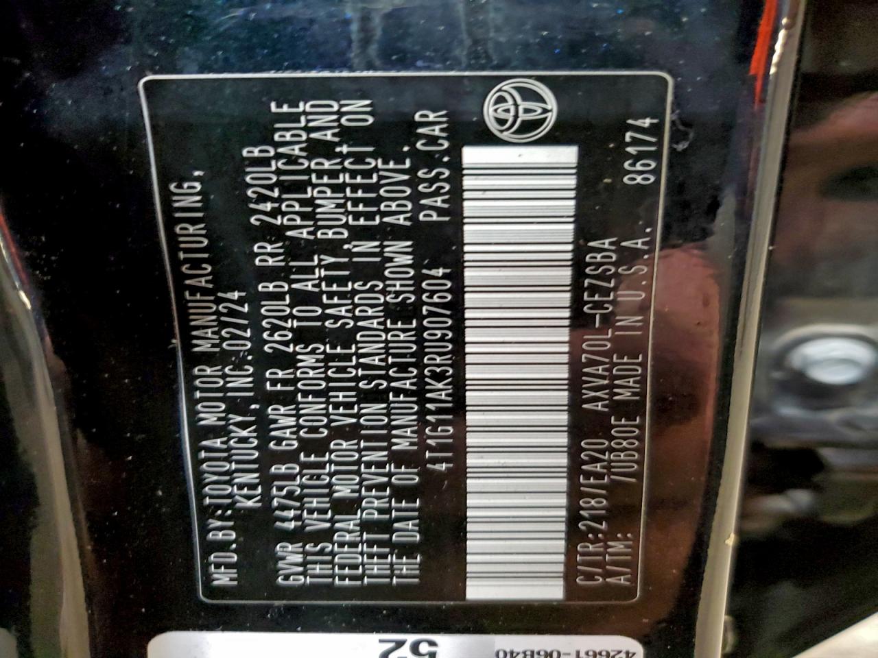 2024 TOYOTA CAMRY SE NIGHT SHADE photo 12