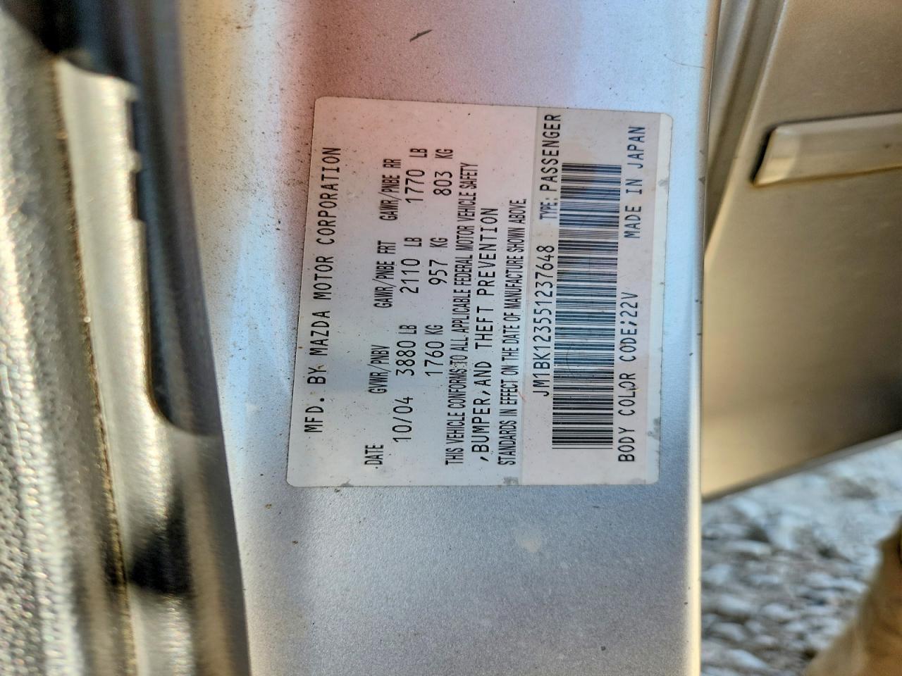 2005 MAZDA 3 S photo 12