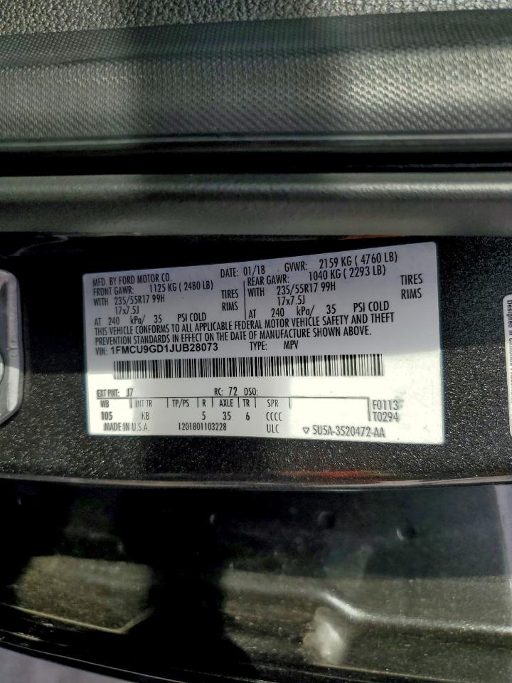 2018 FORD ESCAPE SE photo 13
