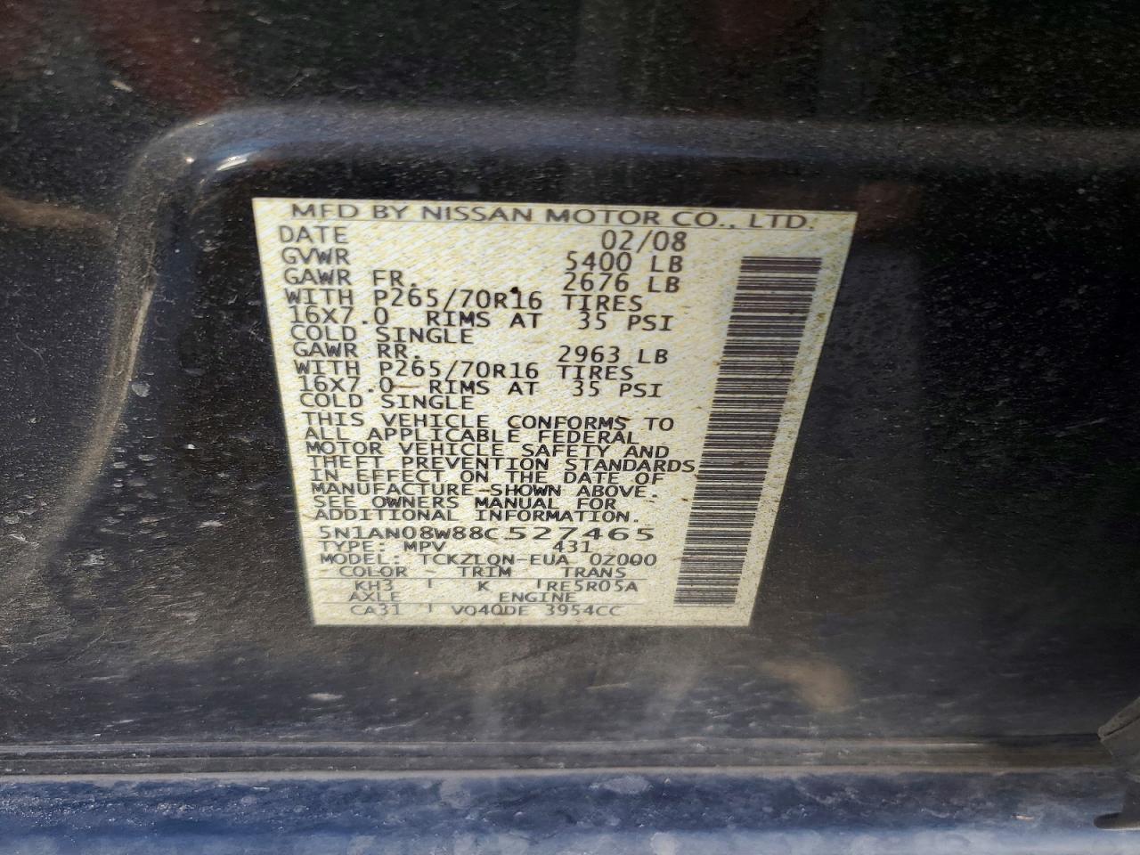 2008 NISSAN XTERRA OFF ROAD photo 13