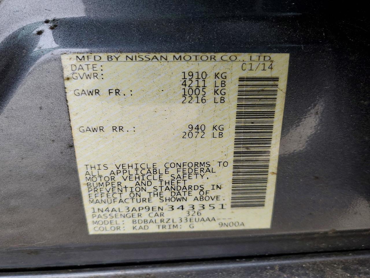 2014 NISSAN ALTIMA 2.5 photo 34