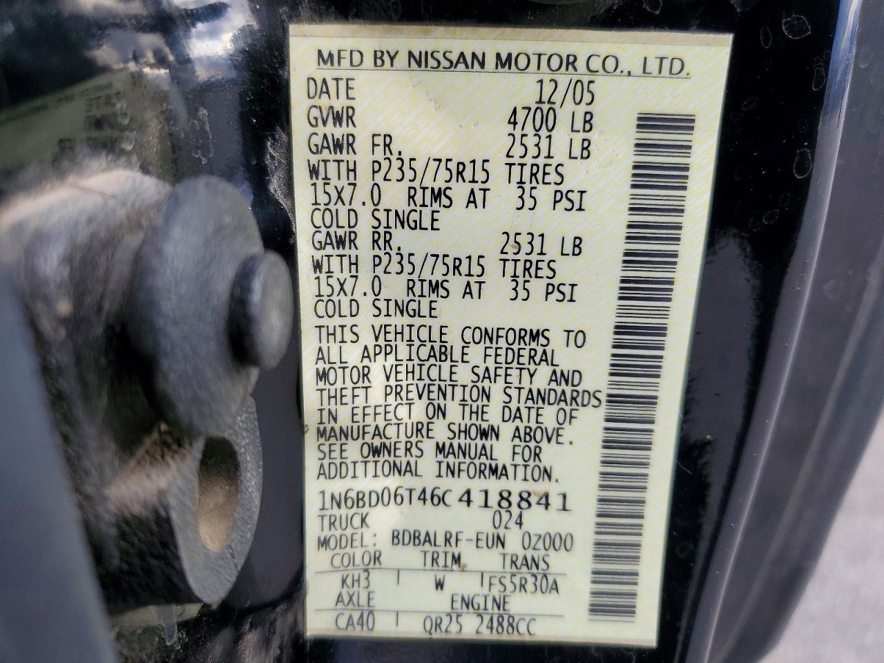 2006 NISSAN FRONTIER KING CAB XE photo 12