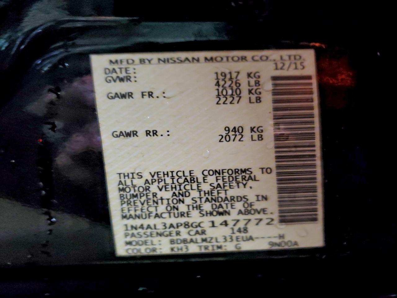 2016 NISSAN ALTIMA 2.5 photo 12