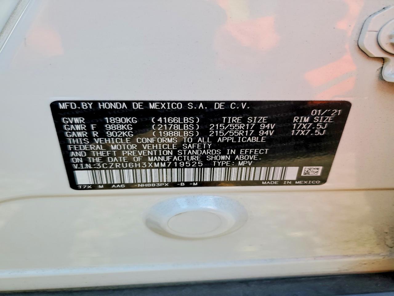 2021 HONDA HR-V LX photo 12