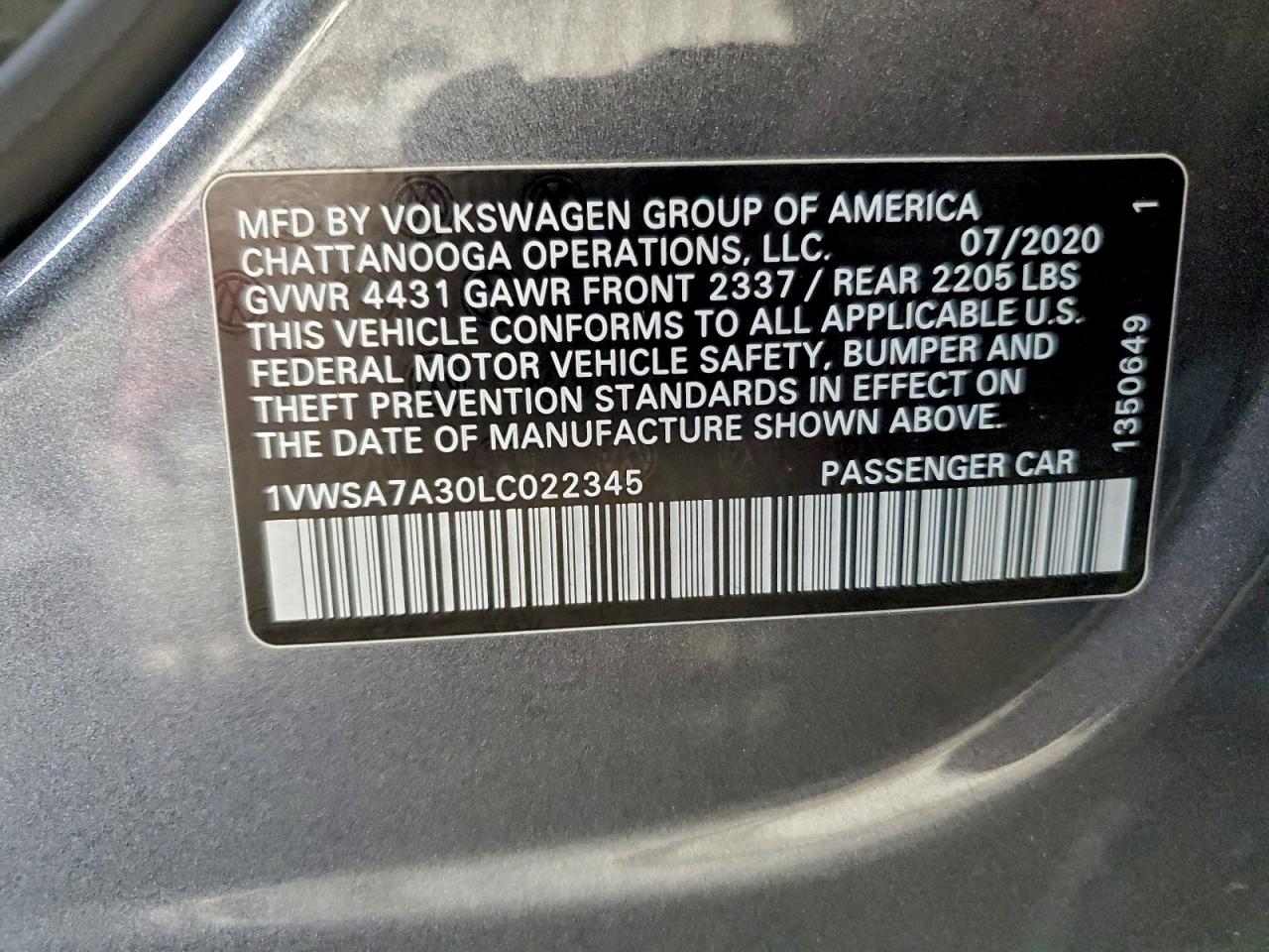 2020 VOLKSWAGEN PASSAT SE photo 23
