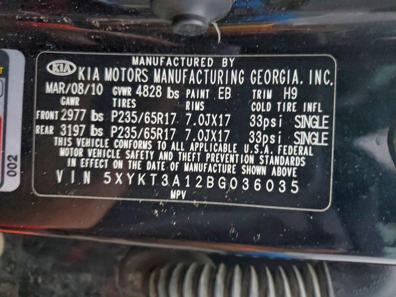 2011 KIA SORENTO BASE photo 13