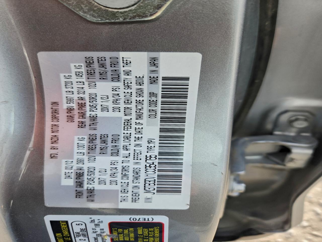 2012 MAZDA CX-9 photo 12