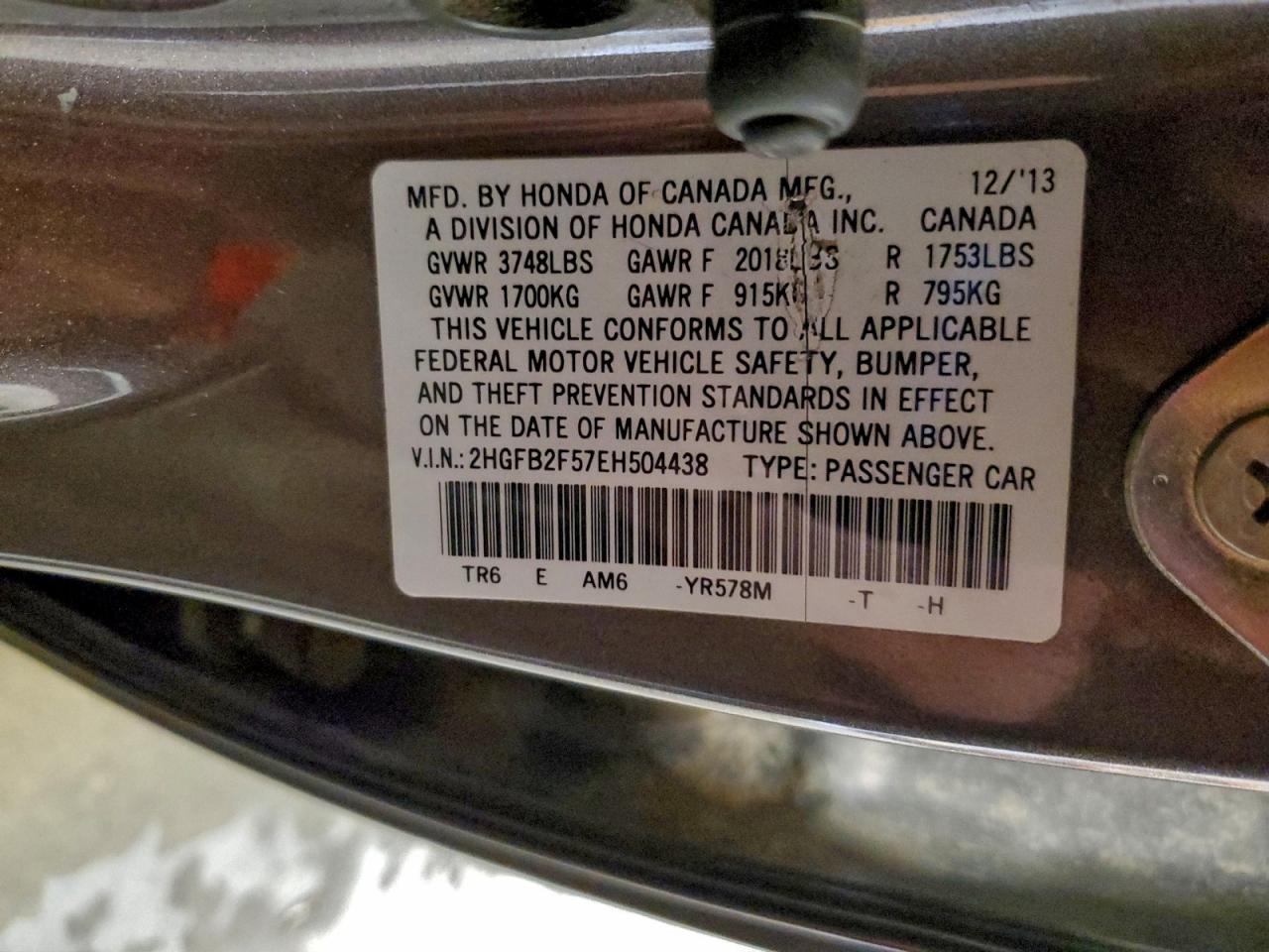2014 HONDA CIVIC LX photo 12