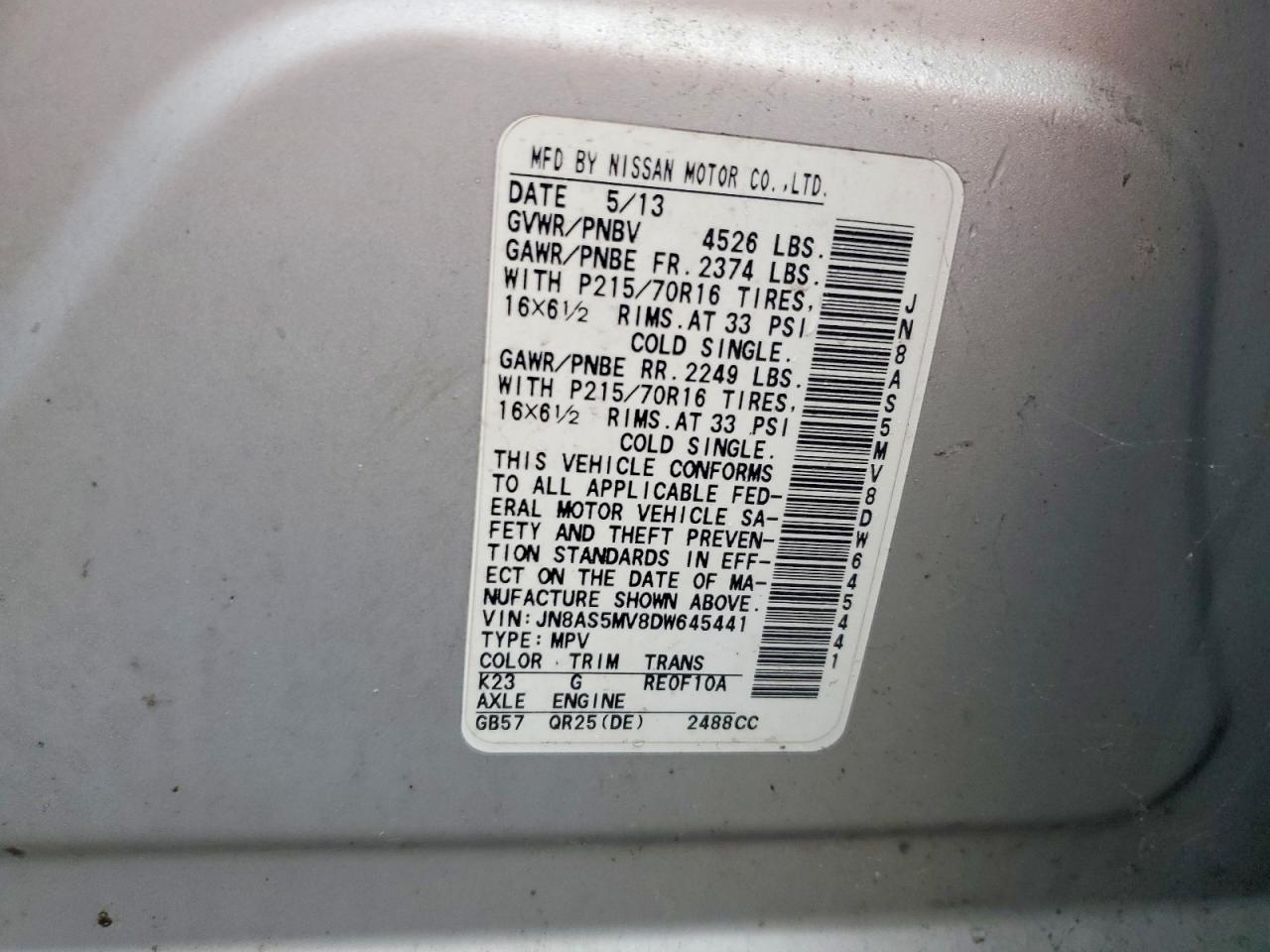 2013 NISSAN ROGUE S photo 37