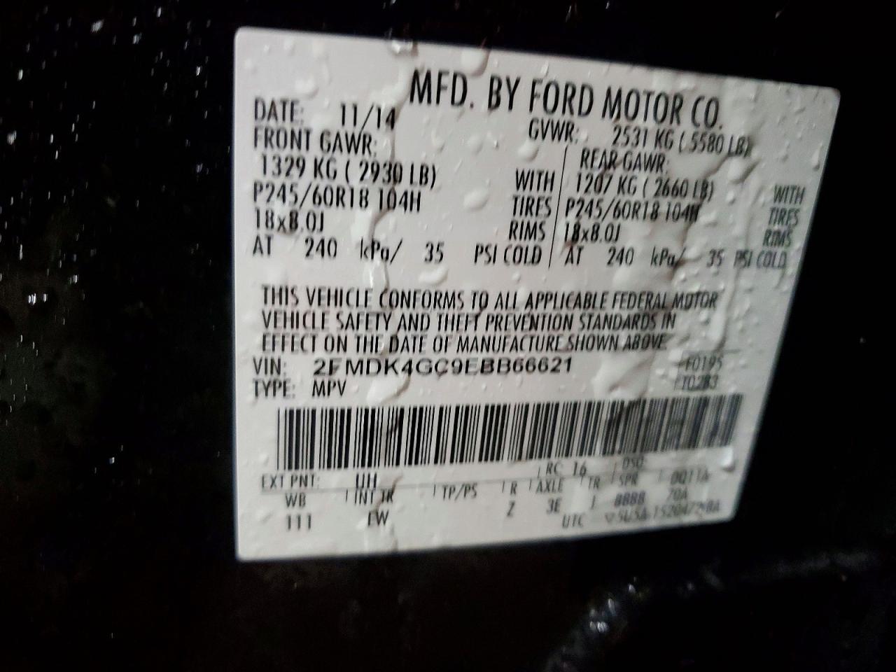 2014 FORD EDGE SE photo 12