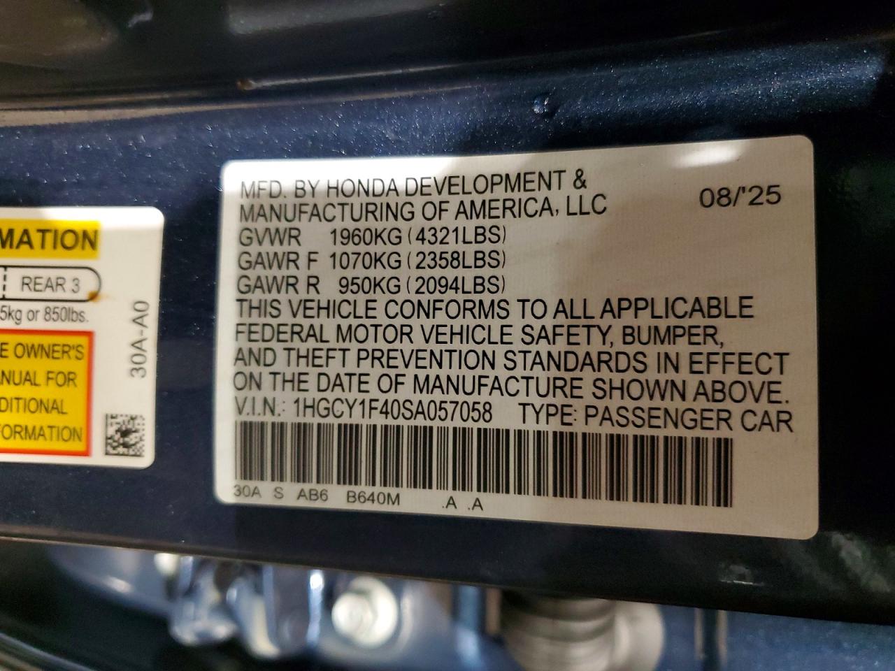 2025 HONDA ACCORD SE photo 12
