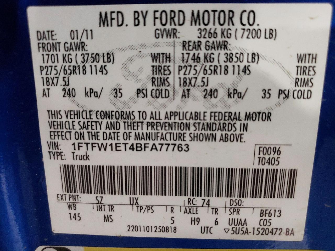 2011 FORD F150 SUPERCREW photo 45