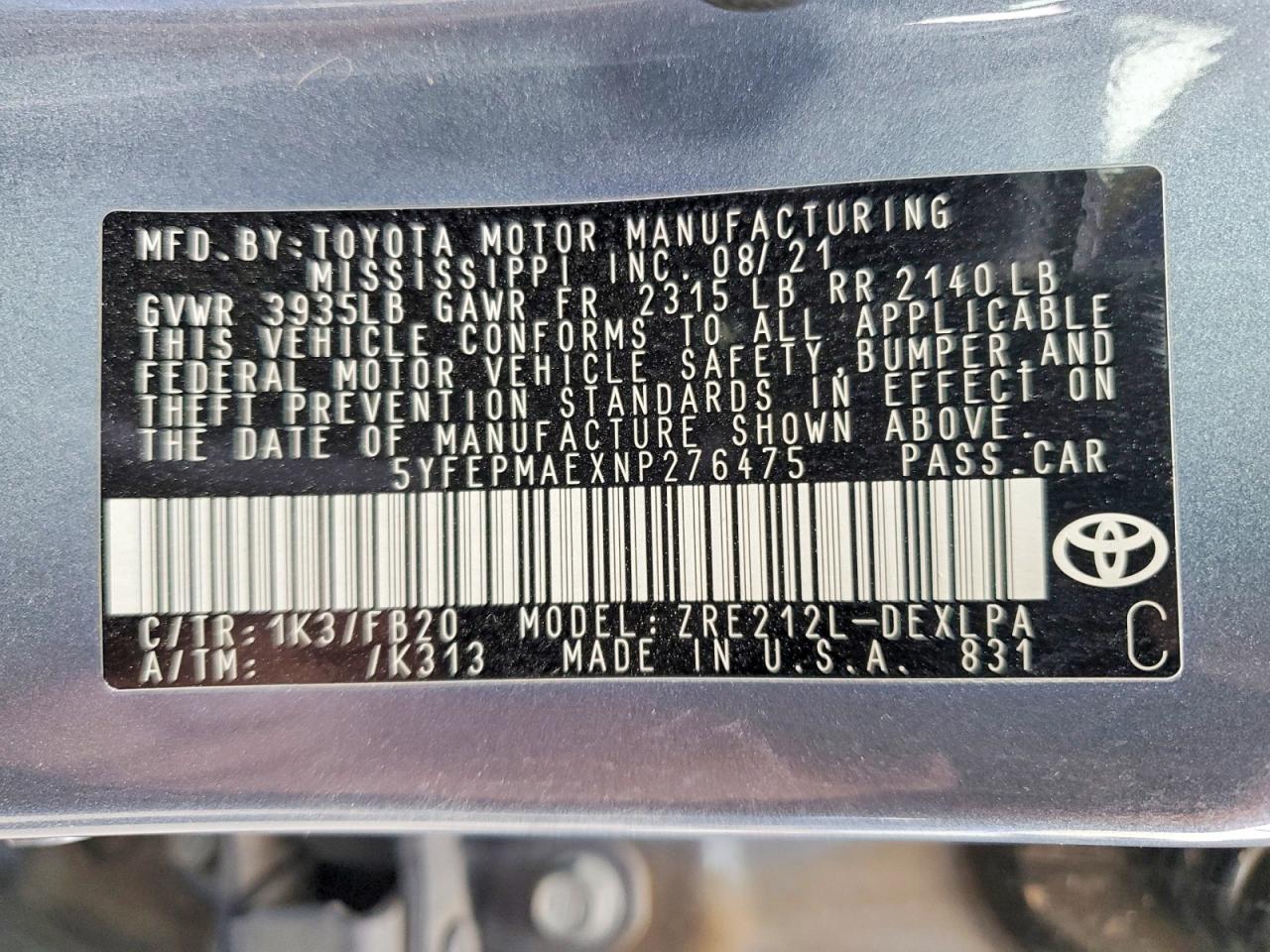 2022 TOYOTA COROLLA LE photo 12