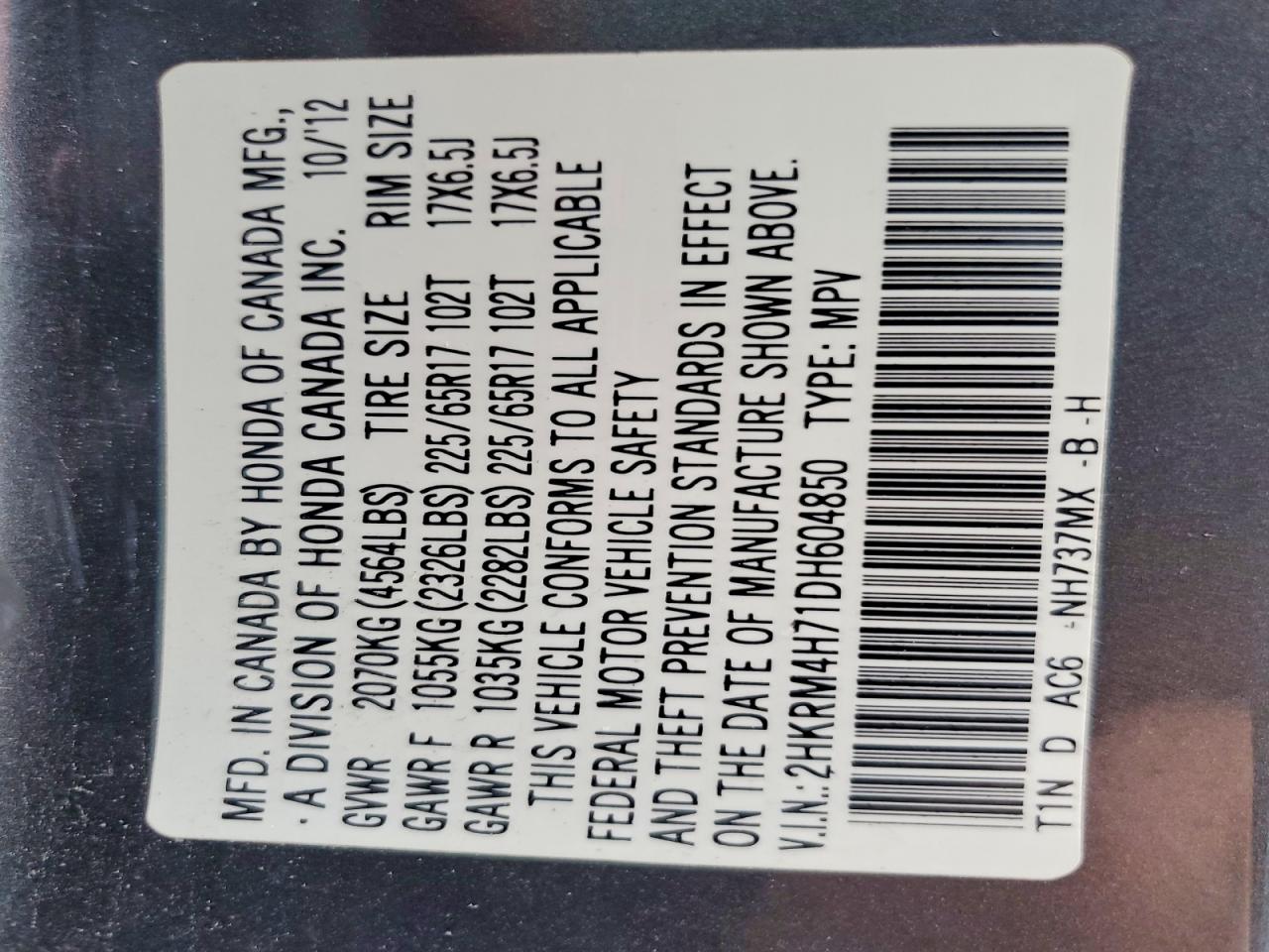 2013 HONDA CR-V EXL photo 13