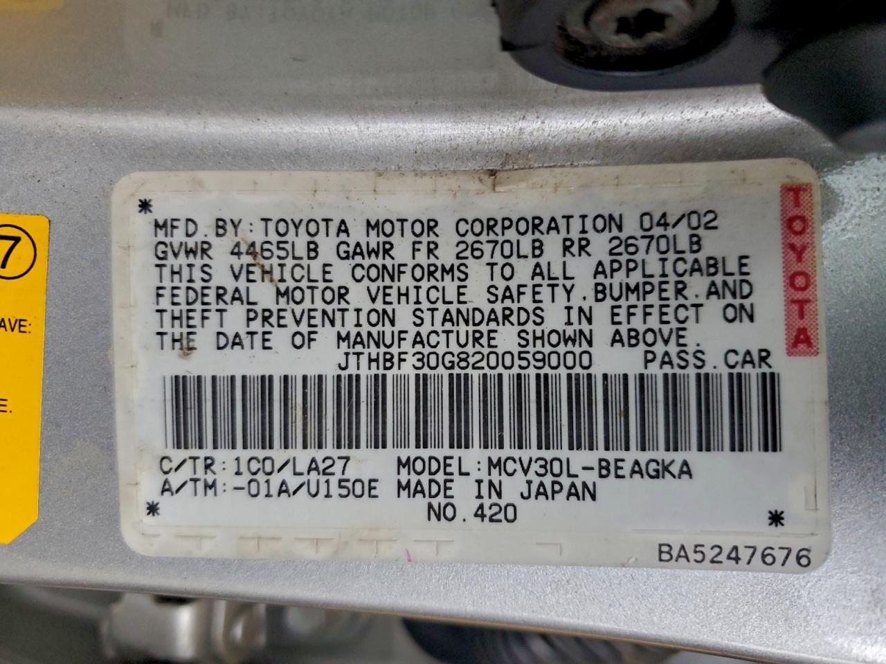 2002 LEXUS ES 300 photo 12