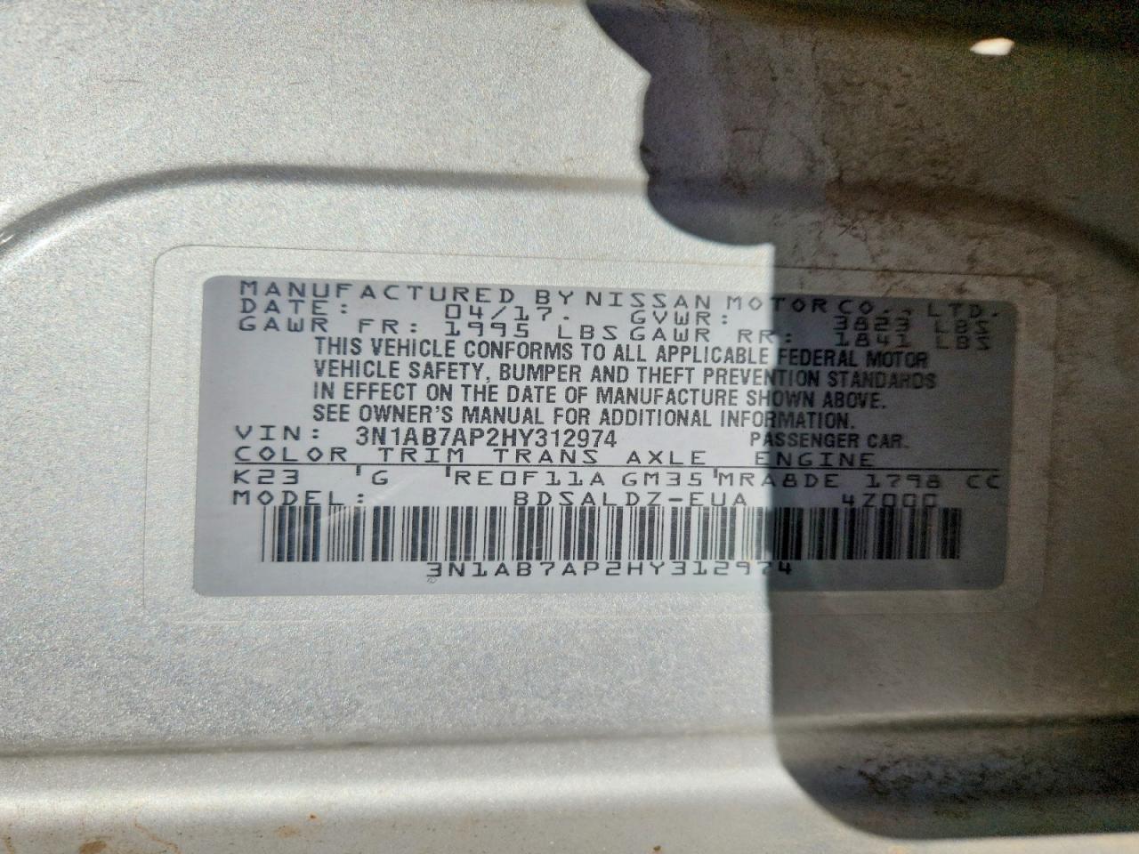 2017 NISSAN SENTRA S photo 12