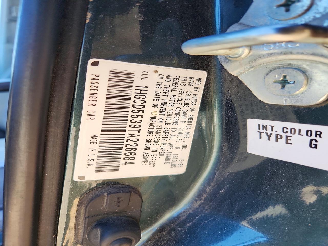 1996 HONDA ACCORD LX photo 12