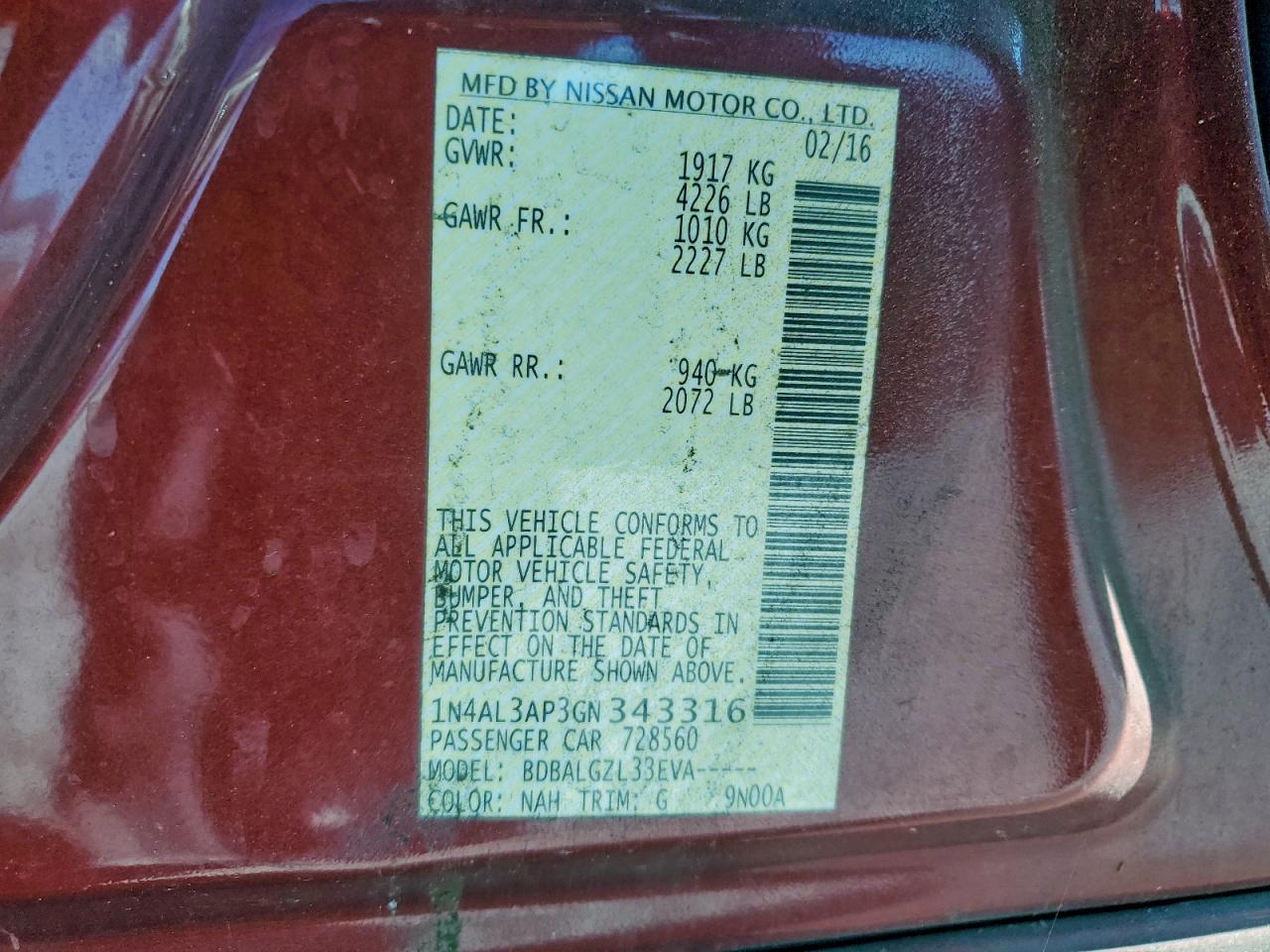 2016 NISSAN ALTIMA 2.5 photo 23