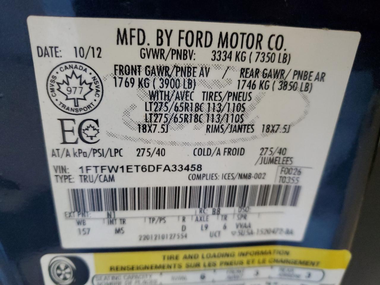 2013 FORD F150 SUPERCREW photo 12