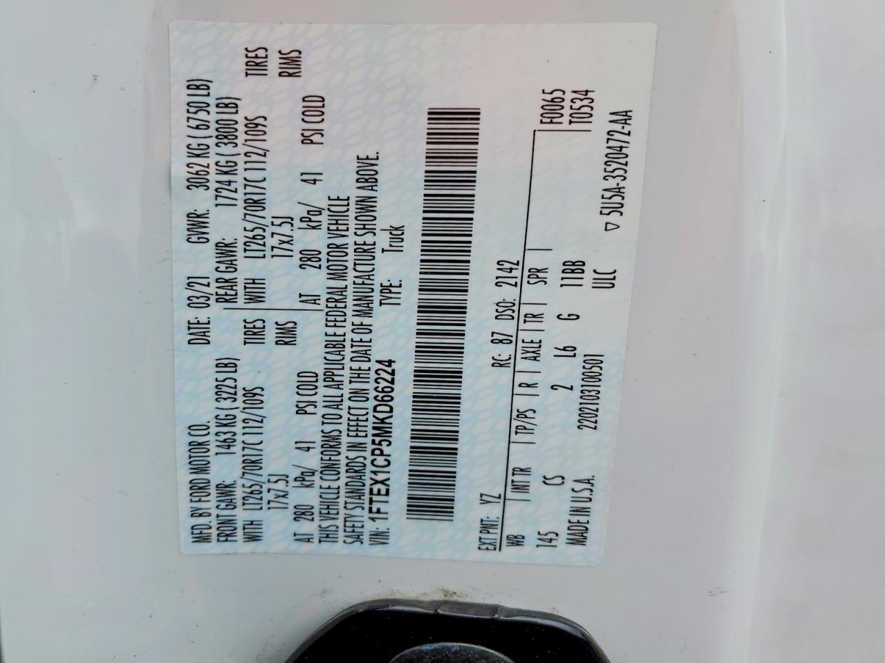 2021 FORD F150 SUPER CAB photo 13