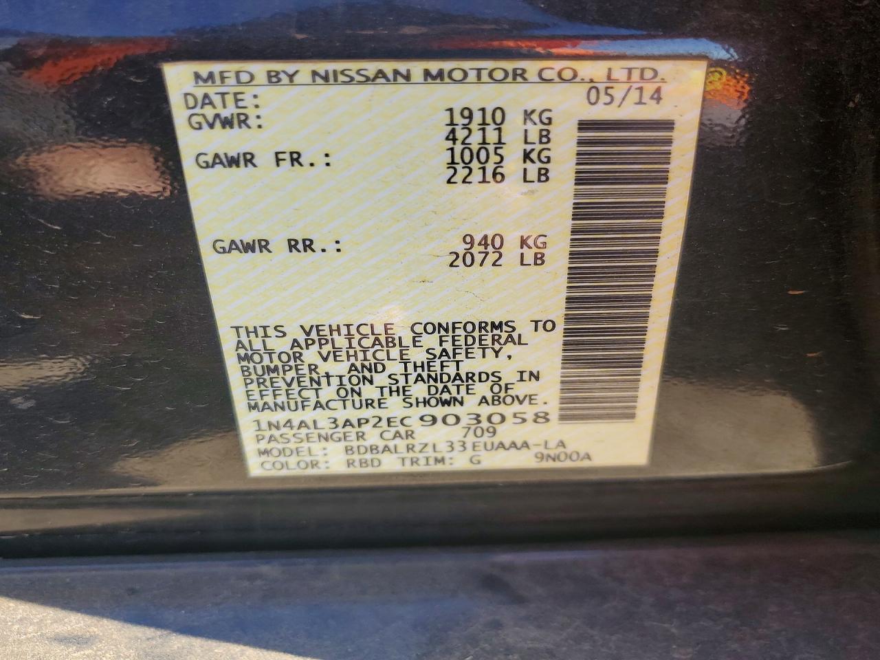2014 NISSAN ALTIMA 2.5 photo 23