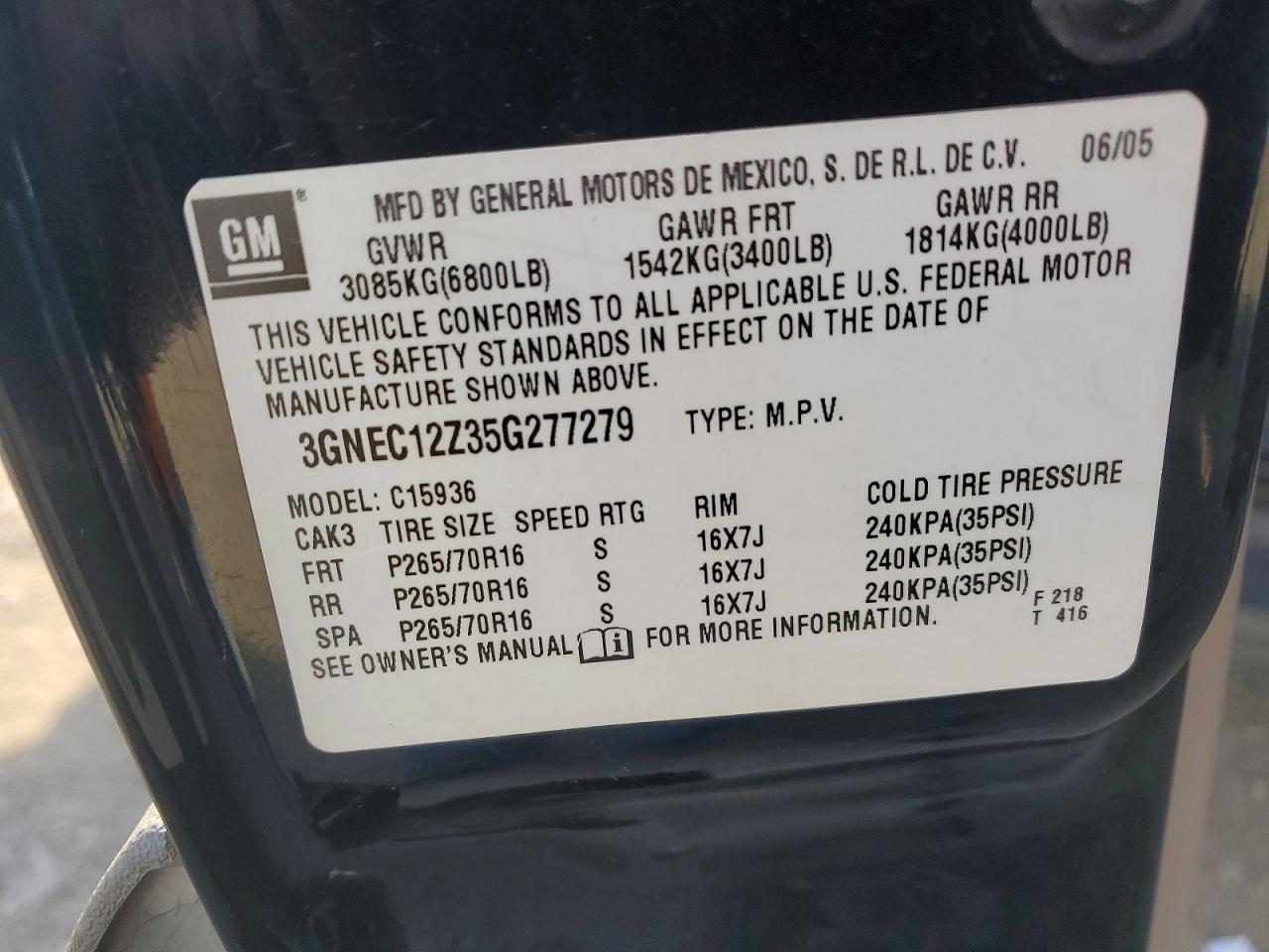 2005 CHEVROLET AVALANCHE C1500 photo 13