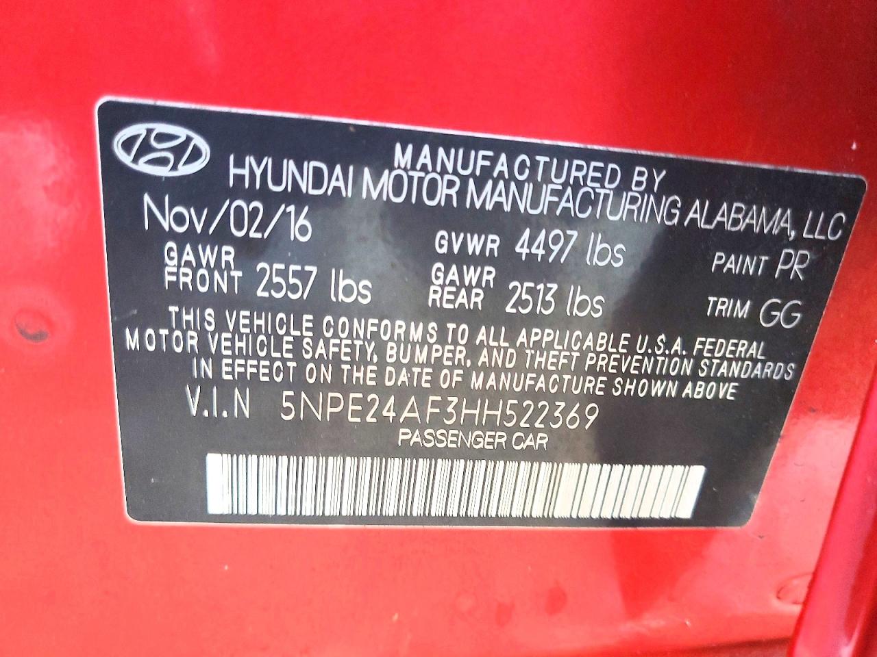 2017 HYUNDAI SONATA SE photo 12