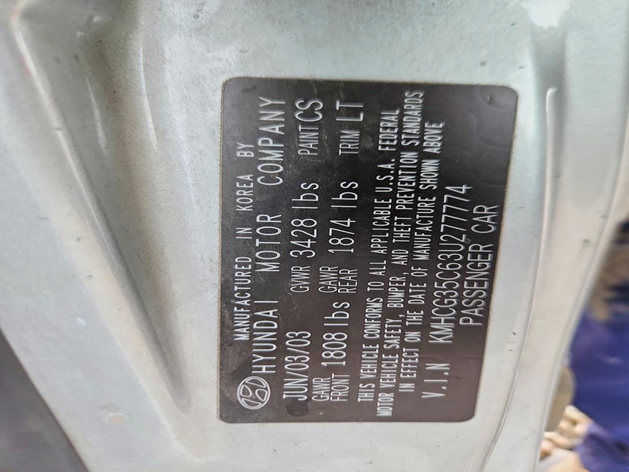 2003 HYUNDAI ACCENT GL photo 12
