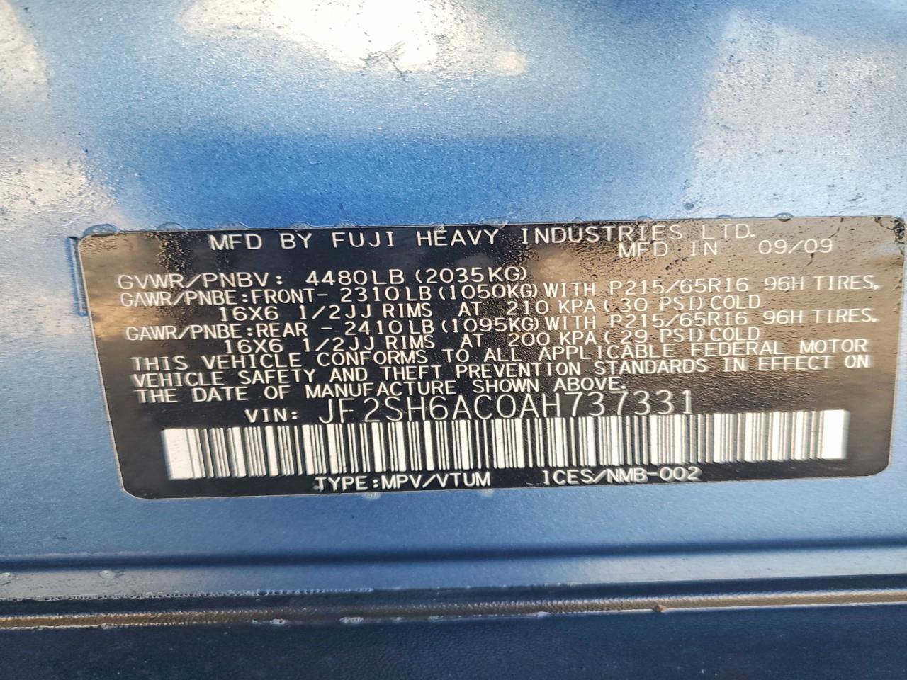 2010 SUBARU FORESTER 2.5X photo 37