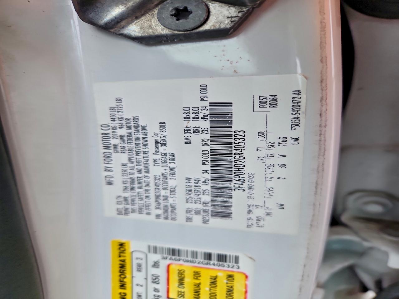 2016 FORD FUSION SE photo 12