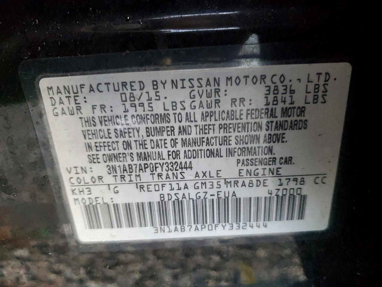 2015 NISSAN SENTRA S photo 12