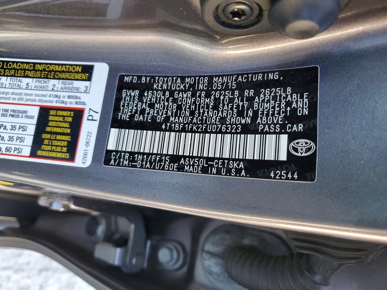 2015 TOYOTA CAMRY LE photo 12