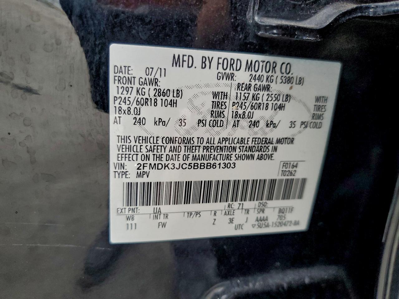 2011 FORD EDGE SEL photo 37
