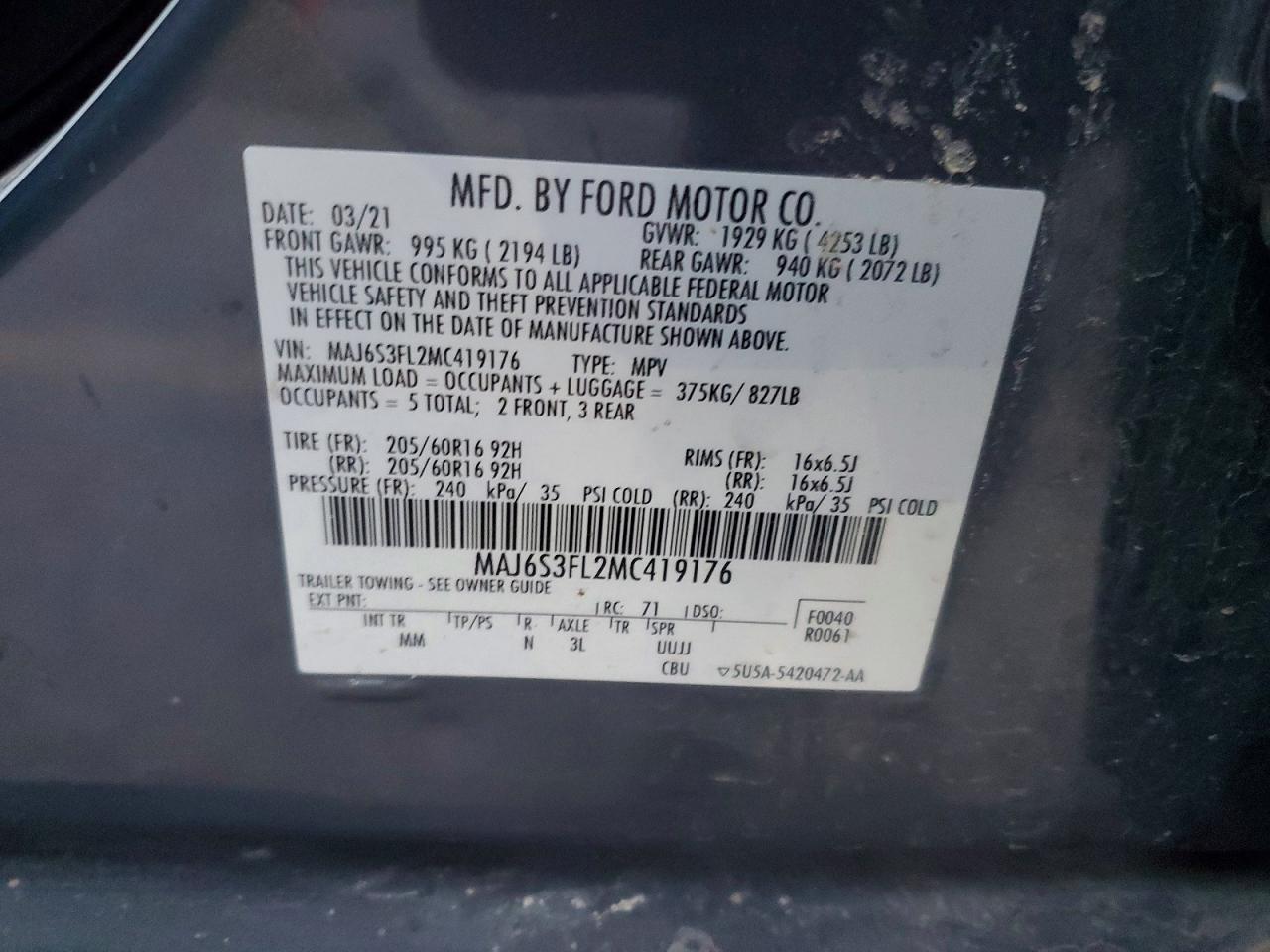 2021 FORD ECOSPORT S photo 13