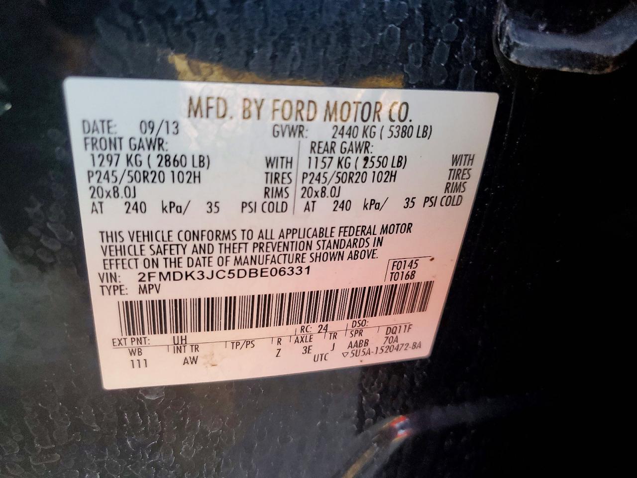 2013 FORD EDGE SEL photo 25