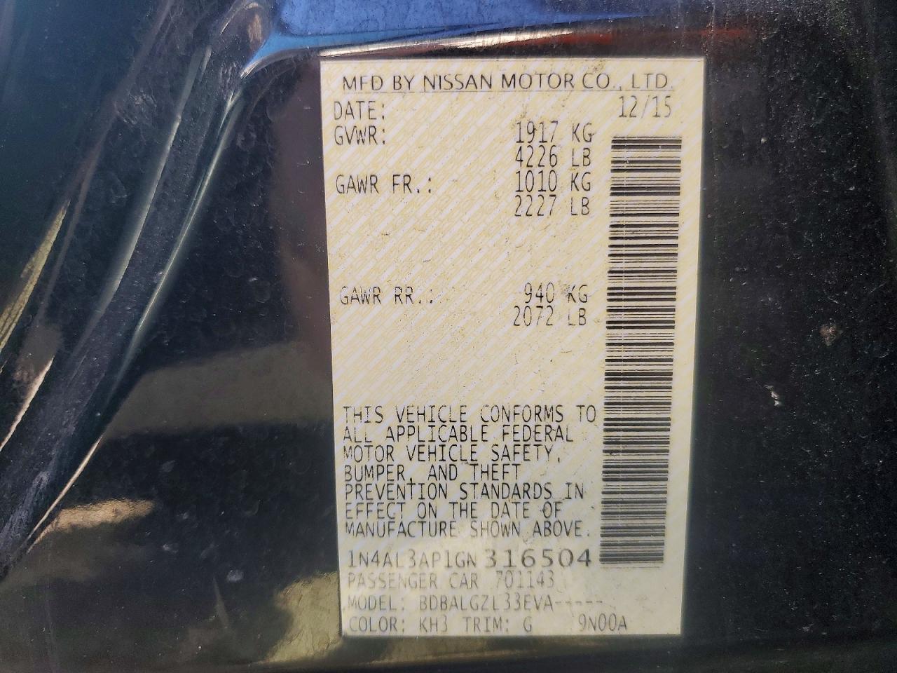 2016 NISSAN ALTIMA 2.5 photo 13