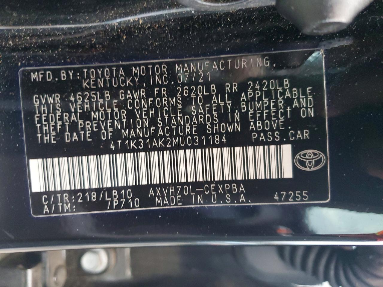 2021 TOYOTA CAMRY BASE photo 13