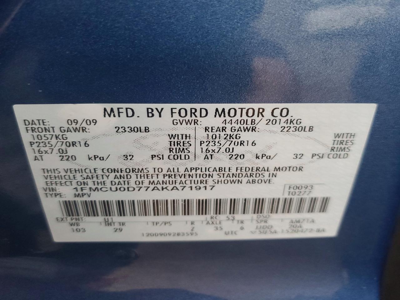 2010 FORD ESCAPE XLT photo 37