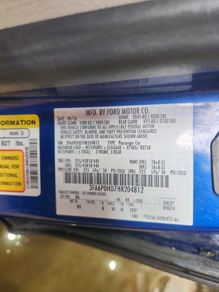 2017 FORD FUSION SE photo 23