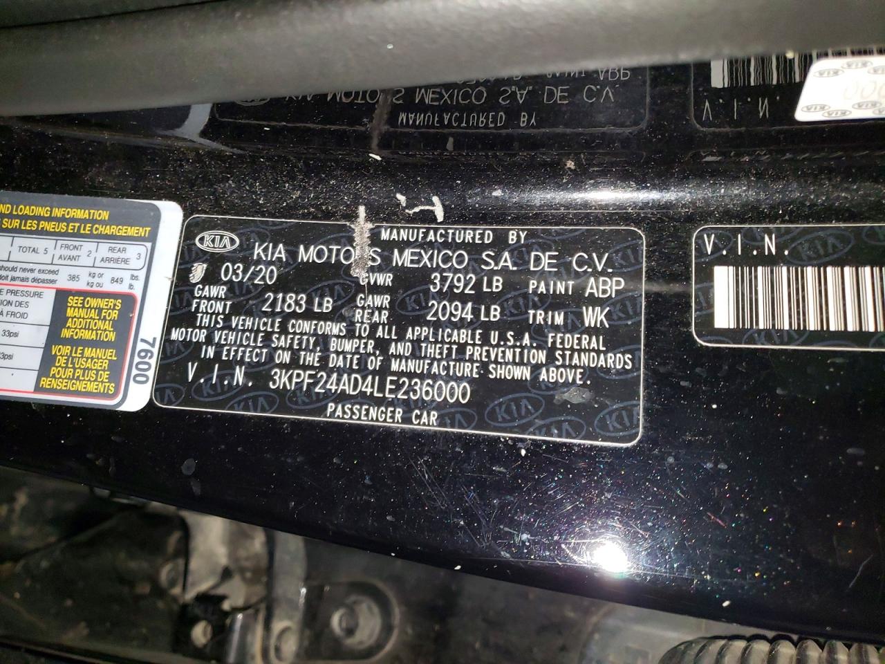 2020 KIA FORTE FE photo 12