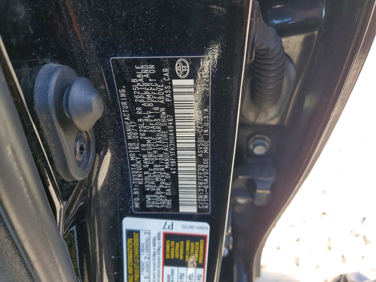 2017 TOYOTA CAMRY LE photo 13