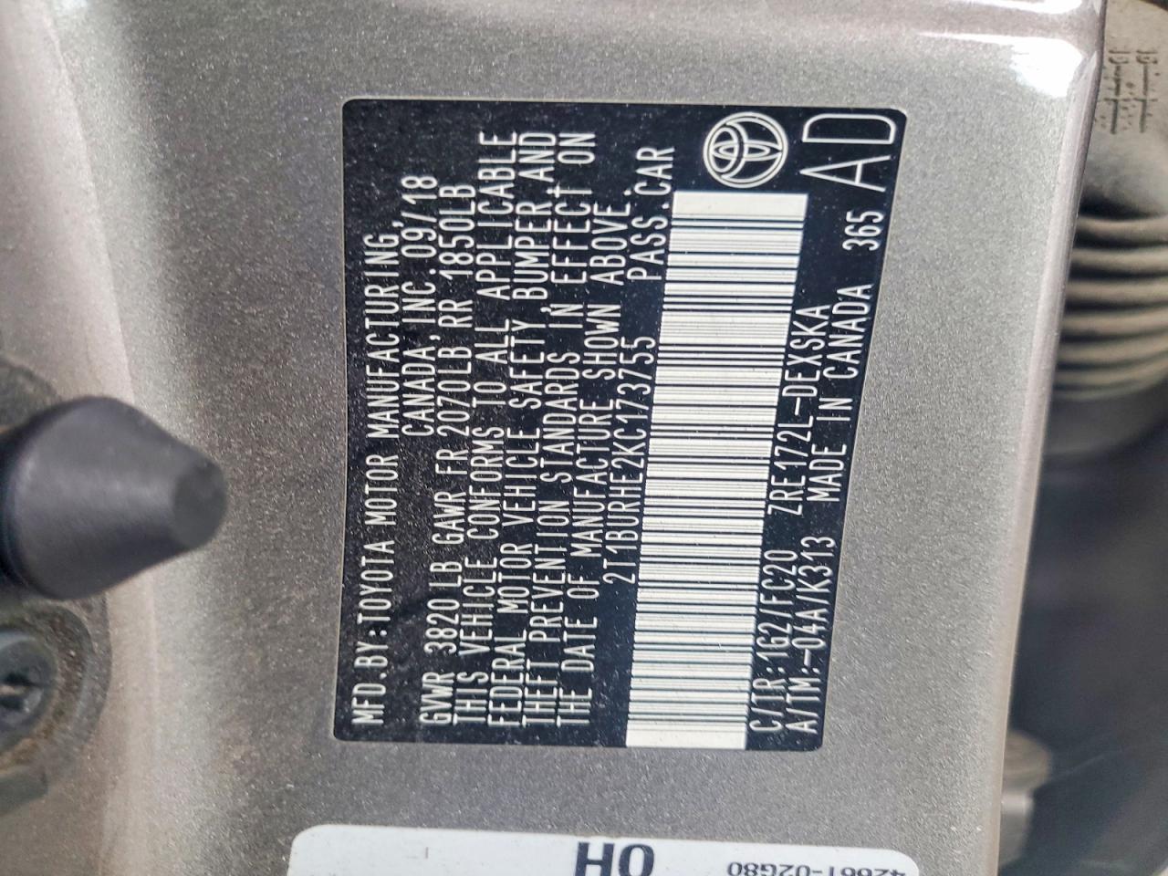 2019 TOYOTA COROLLA L photo 23