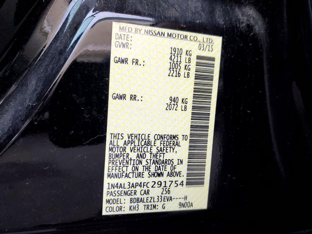 2015 NISSAN ALTIMA 2.5 photo 37