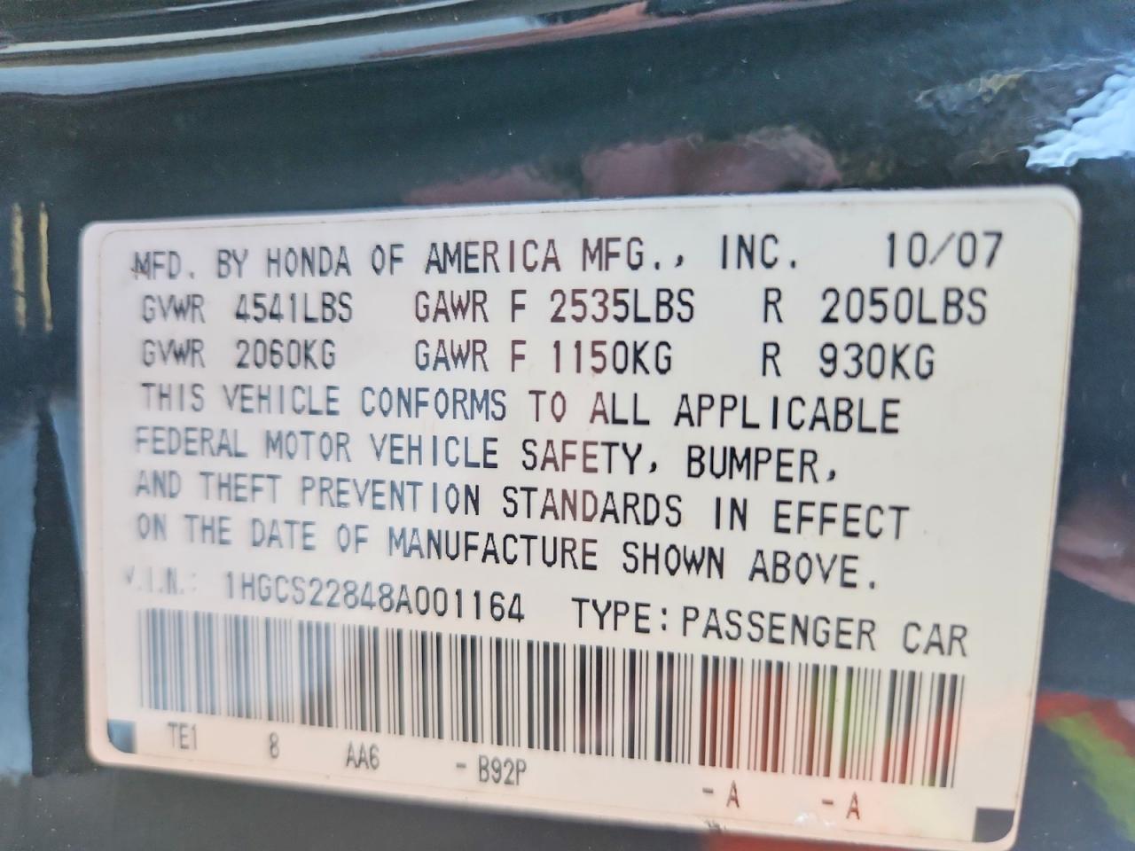 2008 HONDA ACCORD EXL photo 12